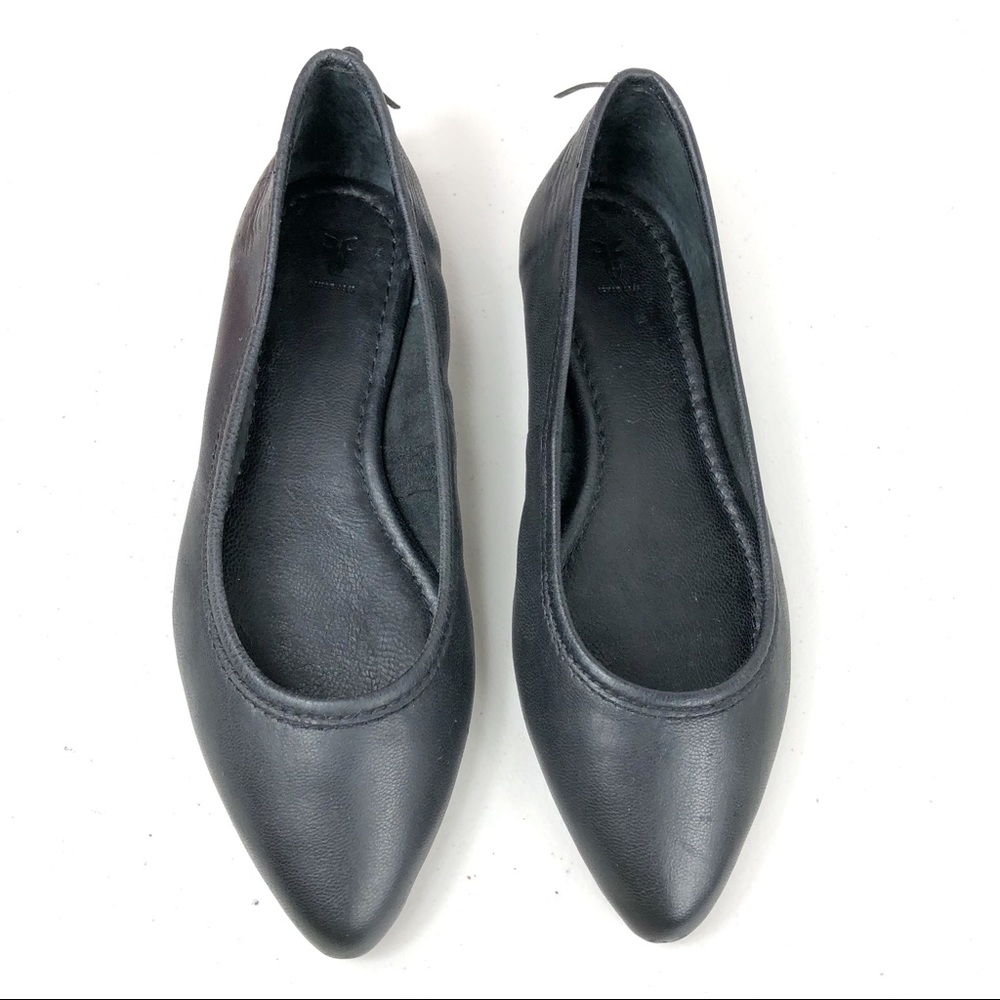 Frye Natalie Flat Black Pointed Slip on Sh…